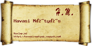 Havasi Mátyás névjegykártya