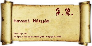 Havasi Mátyás névjegykártya